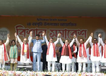 BJP national president J.P. Nadda on Sunday celebrated the second anniversary of the BJP 2.0 government in Tripura (DrManikSaha2/X)
