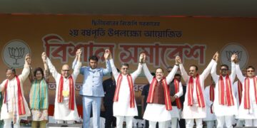 BJP national president J.P. Nadda on Sunday celebrated the second anniversary of the BJP 2.0 government in Tripura (DrManikSaha2/X)