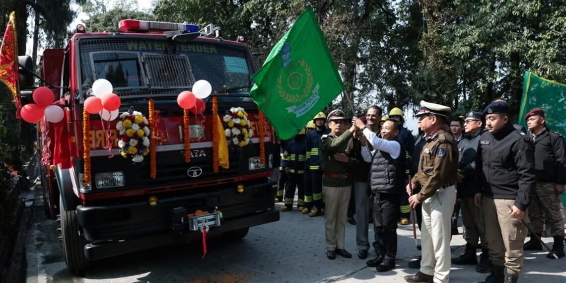 CM Prem Singh Tamang flags off fire tender in Sikkim on Monday (dilliramdulal/X)