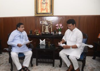 Union Minister Nitin Gadkari meets Tripura MP Biplab Deb (BjpBiplab/X)