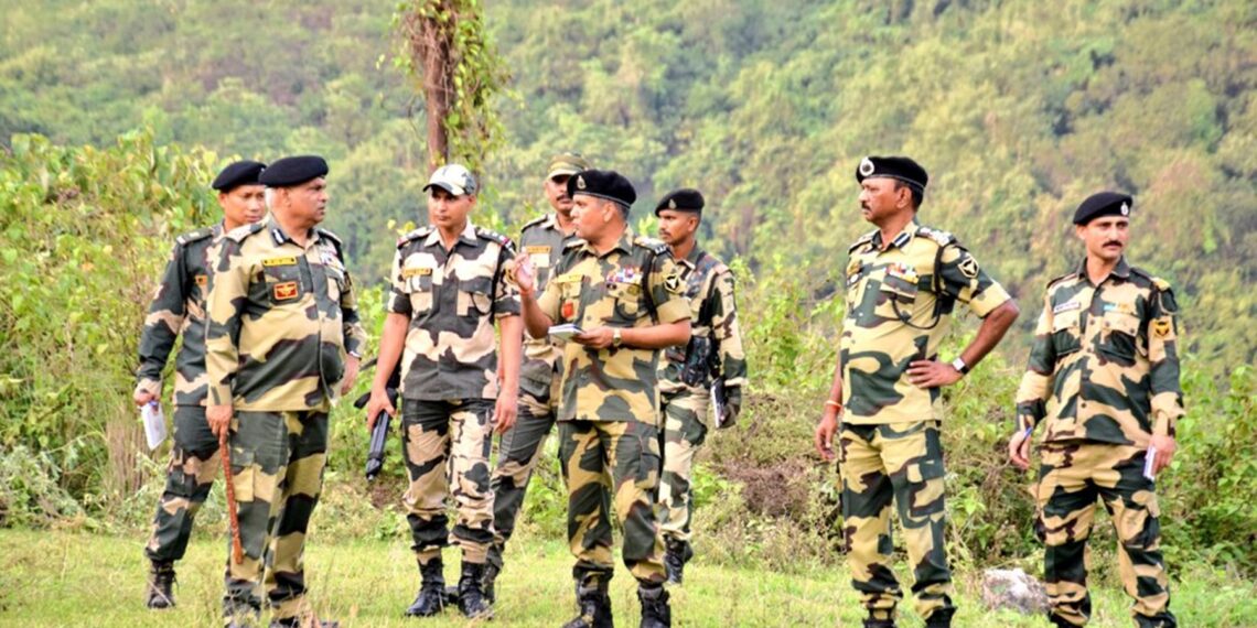 O P Upadhyay IG BSF Meghalaya Frontier, visited border posts along the Indo-BD International Border in Meghalaya on Wednesday to assess the current situation (BSF_Meghalaya/X)