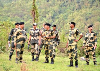 O P Upadhyay IG BSF Meghalaya Frontier, visited border posts along the Indo-BD International Border in Meghalaya on Wednesday to assess the current situation (BSF_Meghalaya/X)