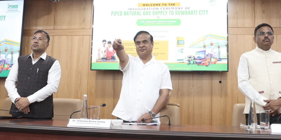 Assam Chief Minister Himanta Biswa Sarma on Saturday inaugurated Guwahati’s first piped cooking gas connections (CMOfficeAssam/X)
