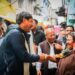 CM Conrad K Sangma and his deputy, Prestone Tynsong, interact with locals at Iewduh on Monday
