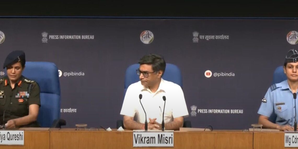 Colonel Sofiya Qureshi, Foreign Secretary Vikram Misri and Wing Commander Vyomika Singh provide more details about the operation to media (ruchikokcha/X)