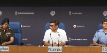 Colonel Sofiya Qureshi, Foreign Secretary Vikram Misri and Wing Commander Vyomika Singh provide more details about the operation to media (ruchikokcha/X)