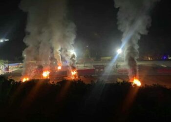 Meghalaya: Irate mob torches 15 Star Cement trucks after fatal road accident in East Jaintia Hills