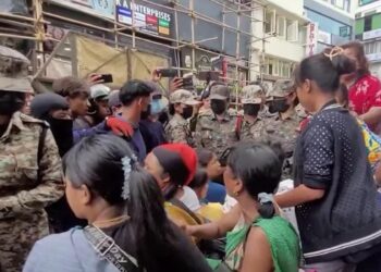 A file photo of vendors protesting against the eviction drive