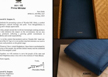 Modi acknowledges gift of Meghalaya’s Ryndia silk from Conrad