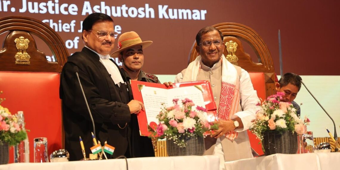 Justice Ashutosh Kumar and Assam Governor Lakshman Prasad Acharya