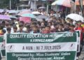 Students in Mizoram protest against unqualified teachers on Monday (X)