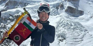 Everester Rifiness Warjri presents Mount Everest rock to Meghalaya Mineral Department