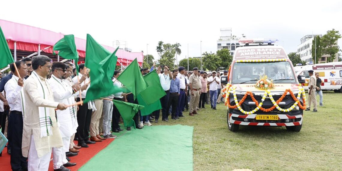 Tripura CM launches vehicle tracking system, flags off new ambulances