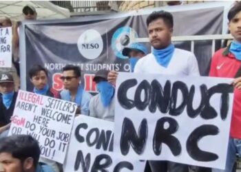 Student body protests against illegal immigration in Shillong on Monday
