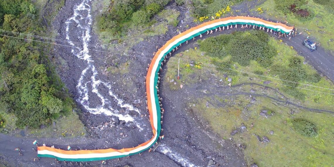 Army, ITBP and locals carry 100-metre tricolour in high-altitude march in Tawang