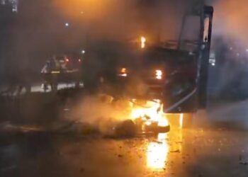 Motorcyclist killed as bike bursts into flames after collision with bus in Meghalaya