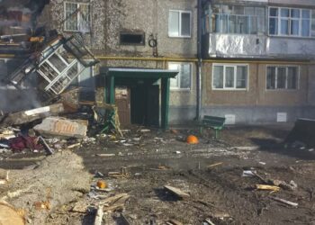 A file image showing devastation in Ukraine following a Russian shelling attack