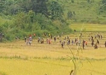 A file photo of a clash between people from both sides