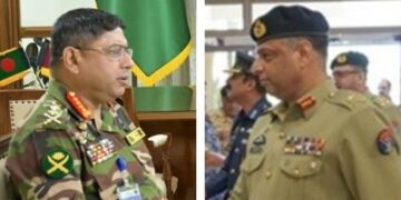 Bangladesh Army Gen Waker-uz-Zaman and Pakistan Lieutenant General Tabassum Haidar