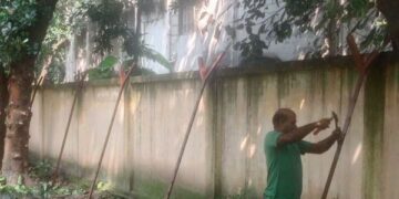 Concertina-wired fencing for Dhaka Cantonment officers’ mess where 24 ICT-charged Army officers will be lodged