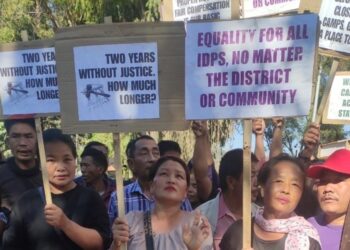IDPs protest in Churachandpur on Tuesday