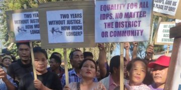 IDPs protest in Churachandpur on Tuesday