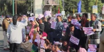 Displaced Manipur residents protest near Raj Bhavan, demand return to homes