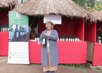 Fruit wine makers at the 19th Edition of Shillong Wine Festival at Ward’s Lake in 2023. (Photo:@megfarmerscomm1/X)