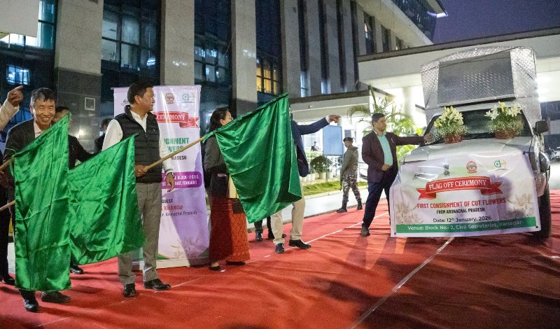 Arunachal Pradesh CM flags off state’s first-ever cut flower consignment to Guwahati